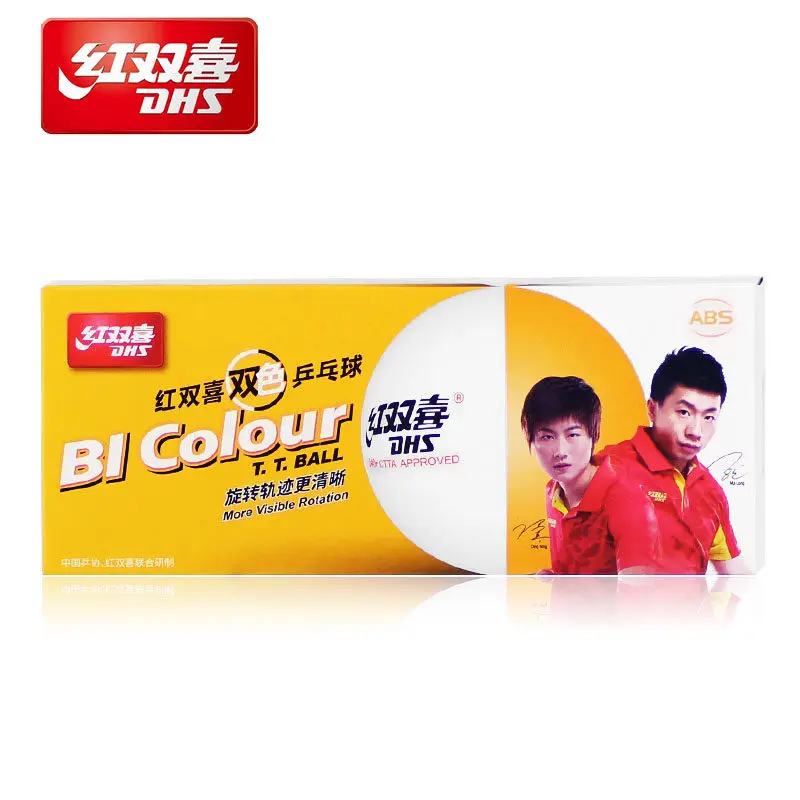 DHS BI Colour new table tennis balls double Color China super League seamed ABS balls d40+ plastic ping pong balls dhs 3 star d40 table tennis ball 3 star new material abs seamed poly plastic original dhs ball 3 star ping pong balls