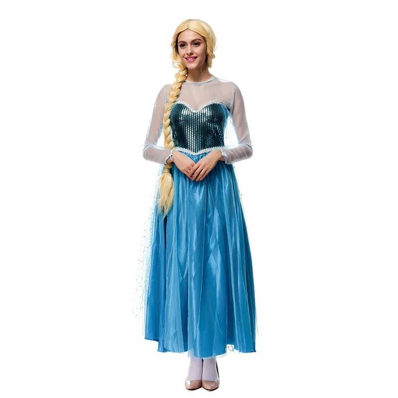 

Princess Elsa Girls Halloween Party Cosplay Costume Women Light Fancy Dress Fairy Snowfake Gauze Skirt