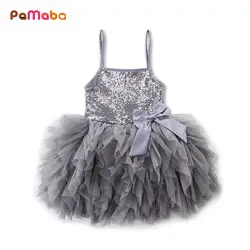 PaMaBa/Элегантное летнее платье-комбинация с блестками для маленьких девочек, детское платье-пачка принцессы для свадебной вечеринки