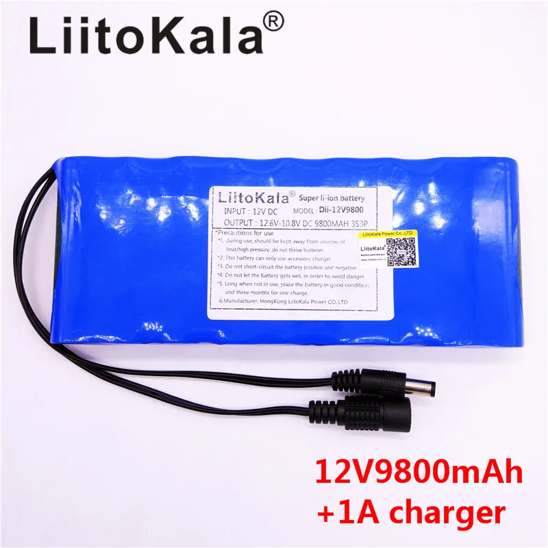  HK LiitoKala 12V 9800mAh 18650 DC 12V 12.6V Super Rechargeable Pack EU/US plug adaptor for CCTV cam - 33012405669