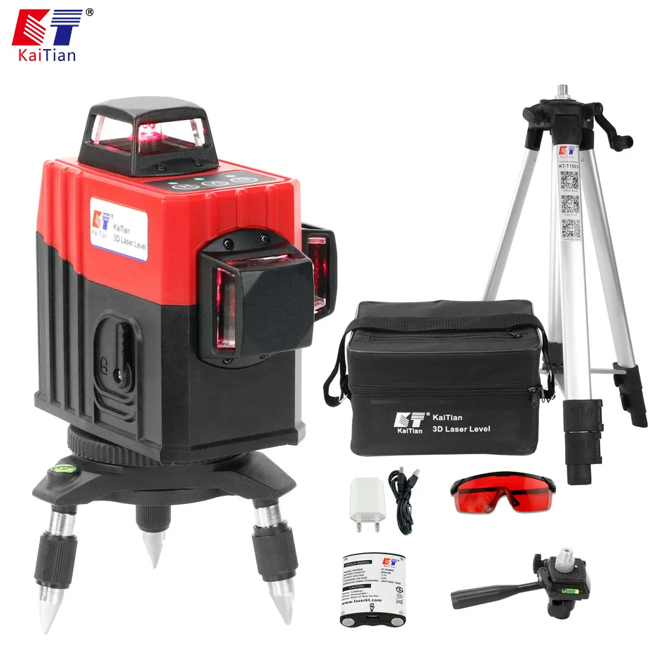 Kaitian Nivel láser 12 líneas de Nivel láser 3D 360 Rotary Horizontal y Vertical de soporte magnético de herramientas de construcción de 3D Nivel 12 líneas - 1