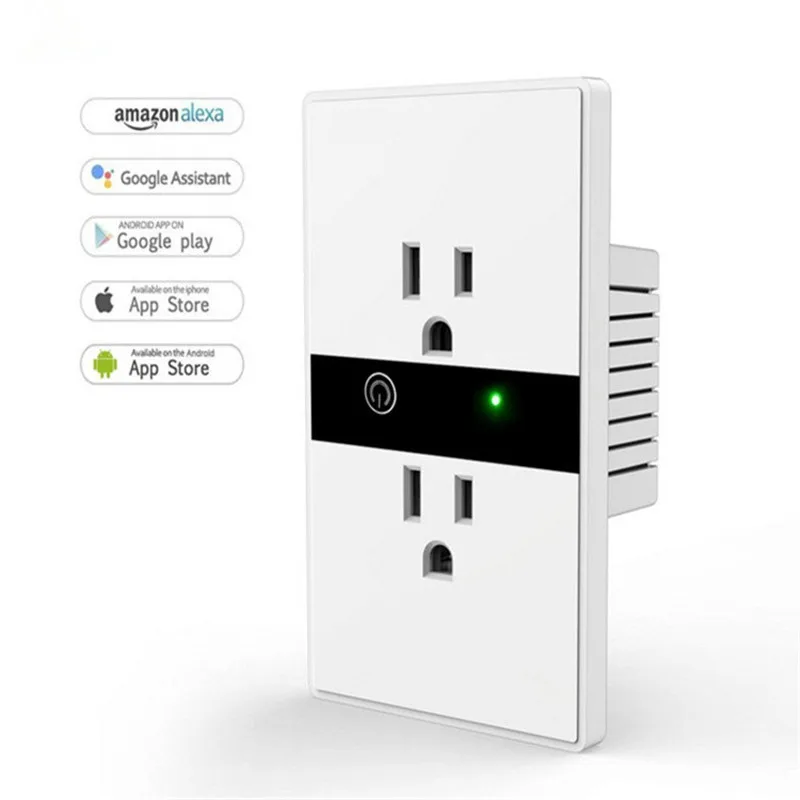 

US Smart Home Tuya APP Wall Socket AC90~250V Wi-Fi Wireless Control Socket Wall Smart Power Outlet Socket Alexa Echo Google