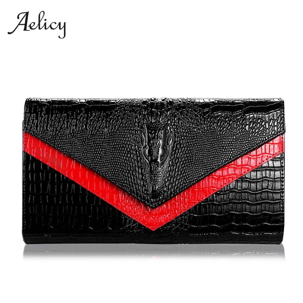 

Aelicy Women Clutch Bag Leather Envelope Ladies Hand Bag Fashion Chain Shoulder Bag Crocodile Leather Party Day Clutch Purse
