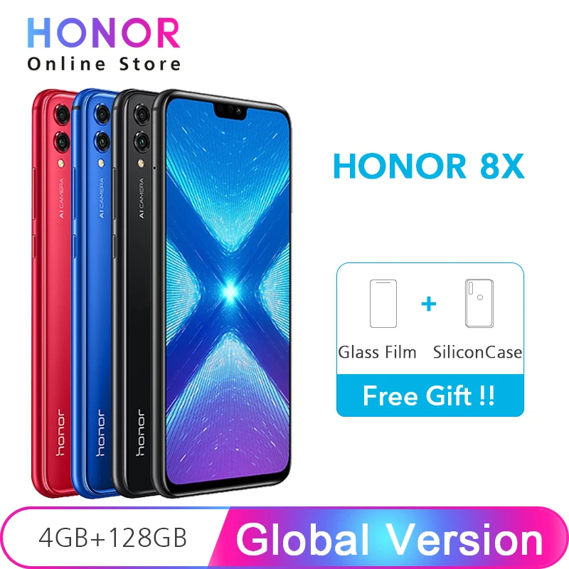 Глобальная версия huawei Honor 8X128 GB rom 4 ram Octa Core 20 MP двойная задняя камера Google Play 6 5