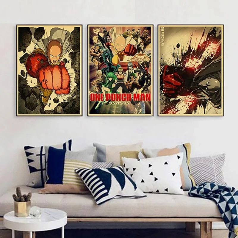 

Home Decoration Modular Pictures Wall Artwork Nordic Printed Japan Anime One Punch Man Painting Canvas Poster For Children Room