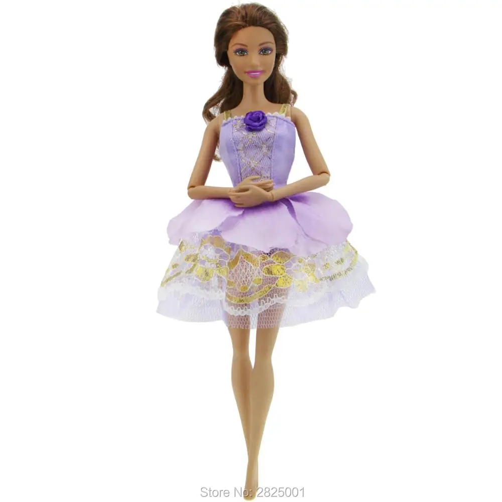 Современная мода платье Свадебная вечеринка платье сказочной принцессы юбка на подтяжках фиолетовый одежда с цветочным принтом для куклы
