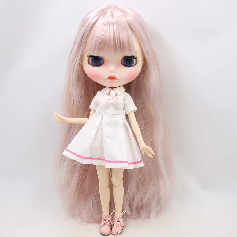 ICY Nude Blyth кукла для No. BL6909/1010 Серебряный микс розовый волос резные губы матовое лицо с бровями шарнирное тело 1/6bjd