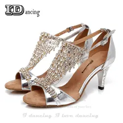 Обувь для танцев Кроссовки со стразами Обувь для танцев Женские туфли для танцев Латинская Сальса Танго вальс квадратный Дамская обувь