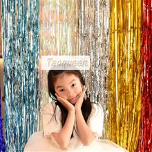 2 м металлическая фольга занавес свадебный фон день рождения украшения вечерние принадлежности гирлянды с кисточками украшения мультфильм шляпа