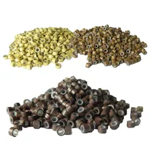 Микробусина для наращивания волос с алюминиевым отверстием на подкладке с микробусинами, силиконовая трубка для волос, 4x3 мм, кольцевые бусины, 3 цвета, микро кольцо, микро давление