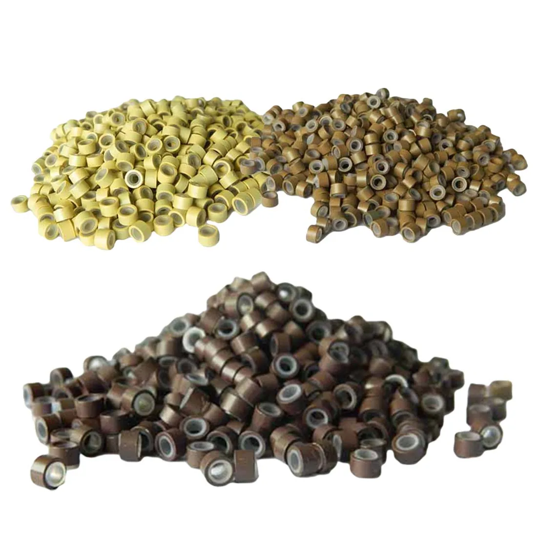 

Microbead hair extension aluminum hole lined microbead hair tube silicone 4x3mm ring beads 3 color micro ring micro pressure