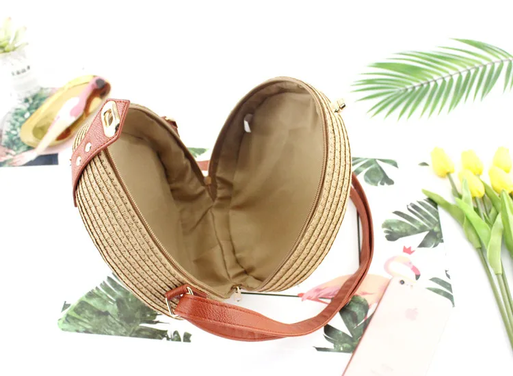 New Women Shoulder Bag round pp grass casual woven handbag retro wild crossboday straw bag beach bag