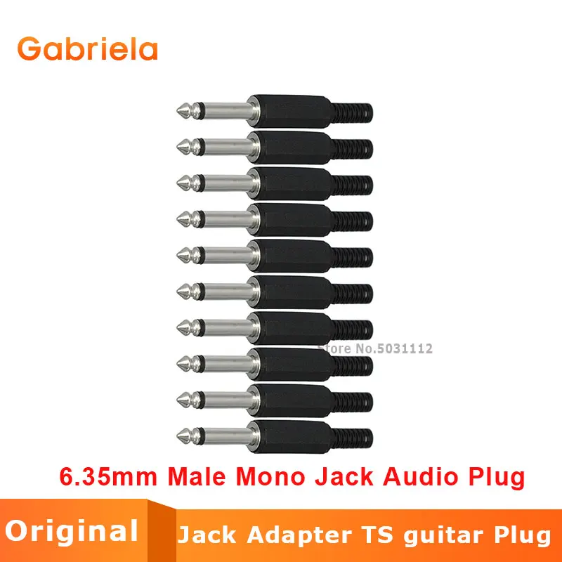 10 шт. 6,35 мм Мужской 1/" Mono Jack аудио разъем Jack адаптер 1/4 дюймов TS аудио phono тон TS гитарный кабель штекер