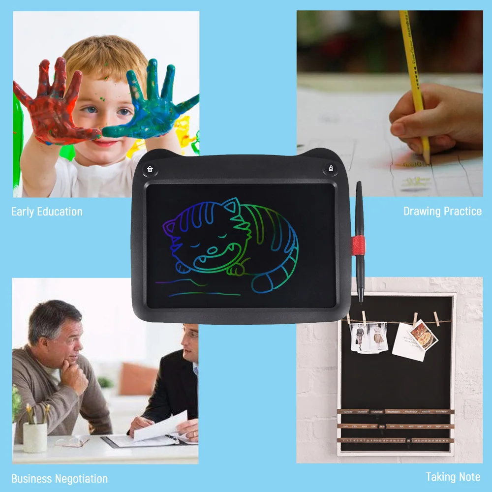 9 Inch LCD Writing Tablet Kids Drawing Board Writing Pads Portable Graphic Board Handwriting Sketchpad with Erase Lock Button