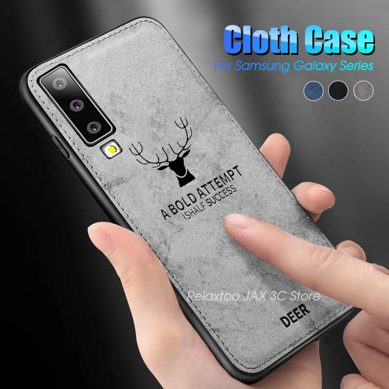 

Cloth Fabric Deer Phone Case For Samsung A7 2018 Soft Silicone Back Case For Samsung A7 2018 A6 A8 Plus A 7 6 8 7A A6Plus A8Plus