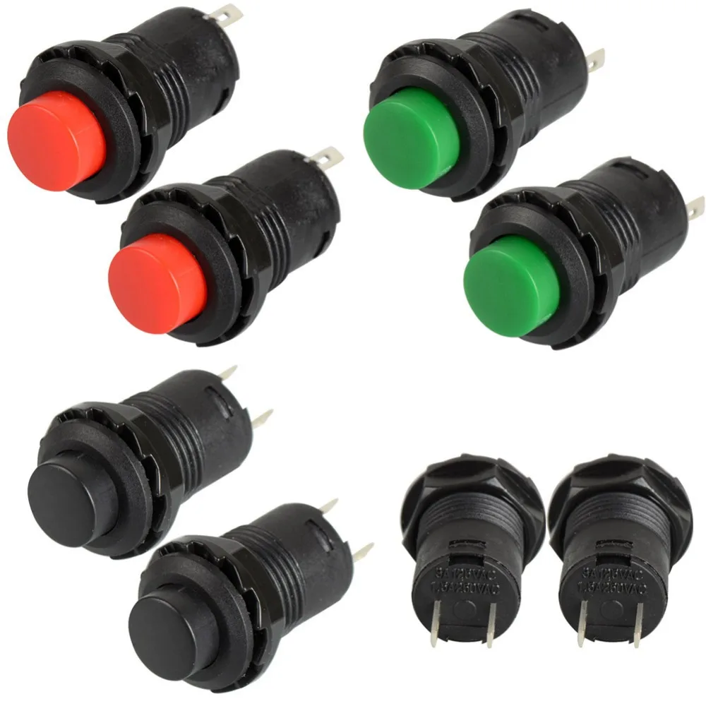 

2 Pieces/Lot 3 Colors Micro Lock self-locking ON-OFF Push Button Switch for Car/Boat 12mm