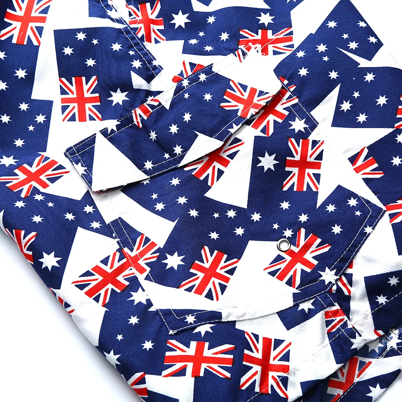 Casual Summer Fashion Men Shorts Mens Shorts Shorts Men Drawstring Printed Flag Beach Shorts Male Streetwear