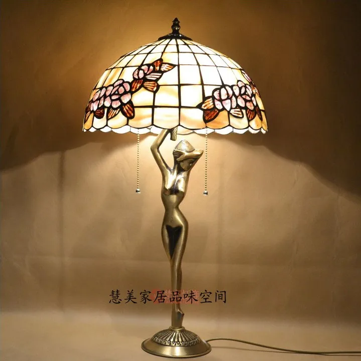 Светлая оболочка медные настольные лампы лампа ручной работы Свадьба в европейском стиле подарок искусство спальня прикроватная лампа Waratah LU830495