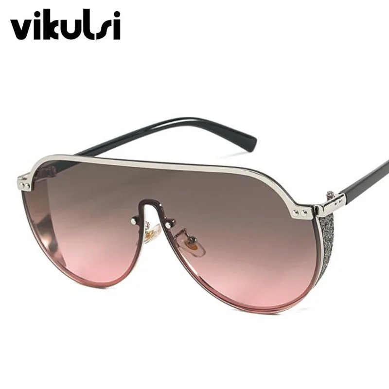 Негабаритные цельные солнцезащитные очки для женщин и мужчин новые роскошные брендовые Винтажные Солнцезащитные очки для пилота мужские очки градиентные солнцезащитные очки UV400 - Цвет линз: E129 green pink