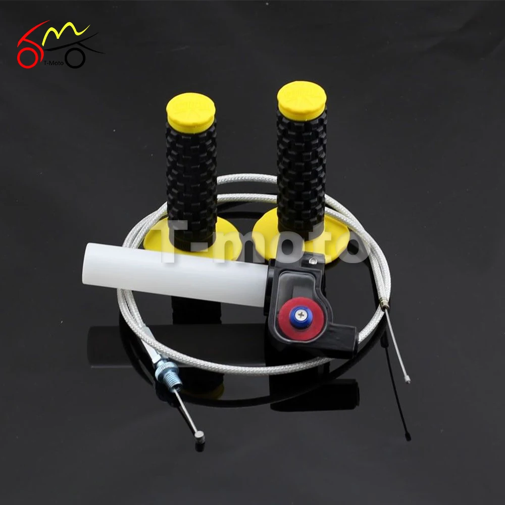 

Transperent Throttle Quick Twister & Dual Cable & Yellow Pro Tapter Handle Grip Fit IRBIS TTR CRF KLX