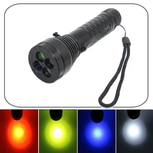 powerful led flashlight Cree XML T6 2000 lumen led linternas 4 color filter Emergency Signal Light camping by 18650 or AAA