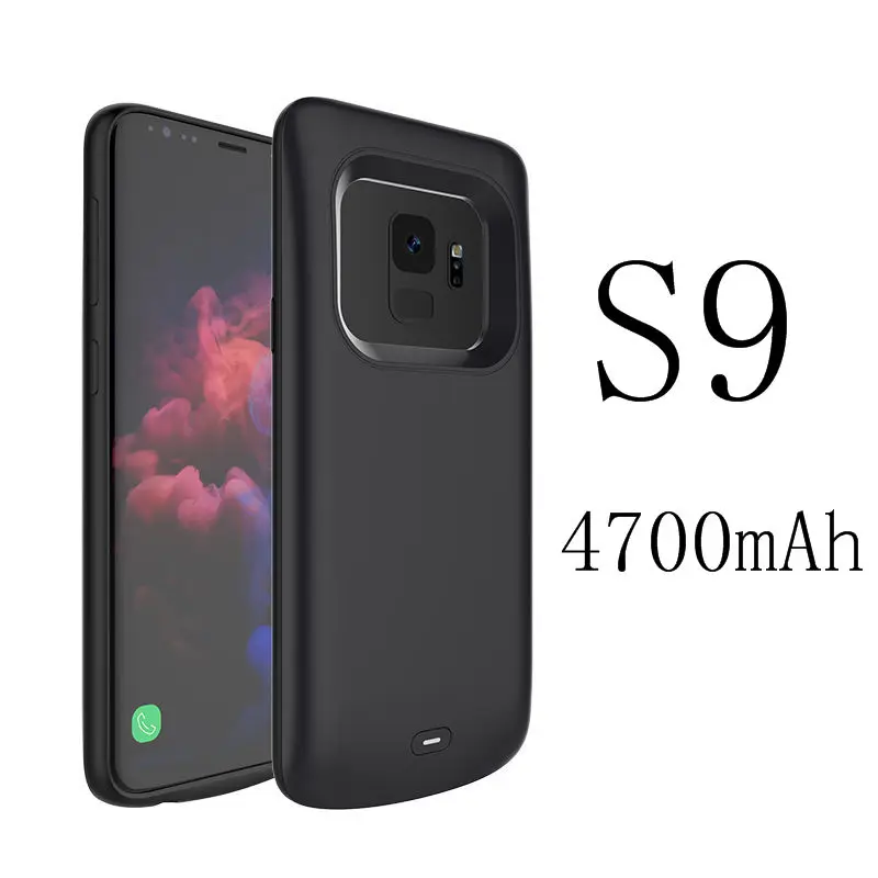 Силиконовый противоударный Батарея зарядный чехол для samsung Galaxy S9 S8 Plus Note 9 Note 8 Батарея Зарядное устройство Чехол Пакет Мощность банк чехол - Цвет: S9-Black