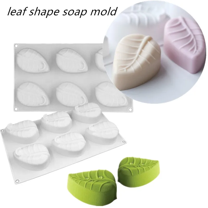 

New Leaf Shape Silicone Soap Mold 6 Cavities Chocolate Cake Mould Round Handmade Soap Candle Making Molds Party Decoration