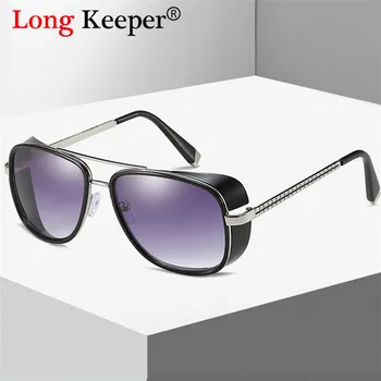 

LongKeeper Pilot Sunglasses Men Women Male iron Man Steampunk Sun Glasses for Driving Eyeglasses Gafas de sol feminino UV400