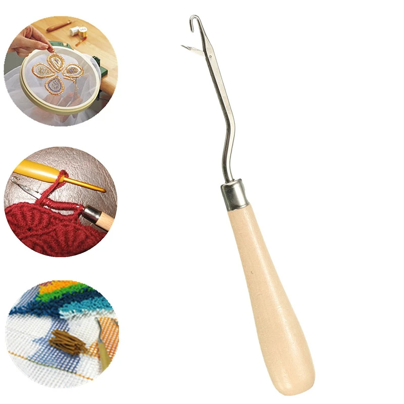 High Quality 1pcs Wooden Handle Crochet Needle Latch Hook Puller Tool