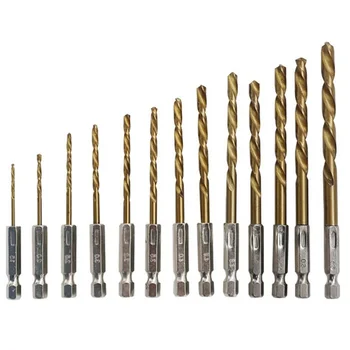 

13pcs 1.5-6.5mm HSS High Speed Steel Titanium Coated Drill Bit Set 1/4 Hex Shank