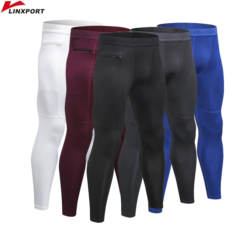 Skup Męskie spodnie termiczne legginsy do biegania sportowe spodnie dresowe na siłownie kulturystyka męskie elastyczne Fitness Skinny spodnie legginsy biegacze lato