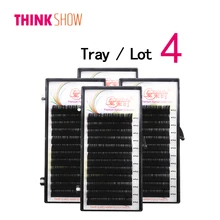 4 лотка все размеры шелк объемное наращивание ресниц Россия 3D Индивидуальные ресницы натуральный цвет накладные ресницы