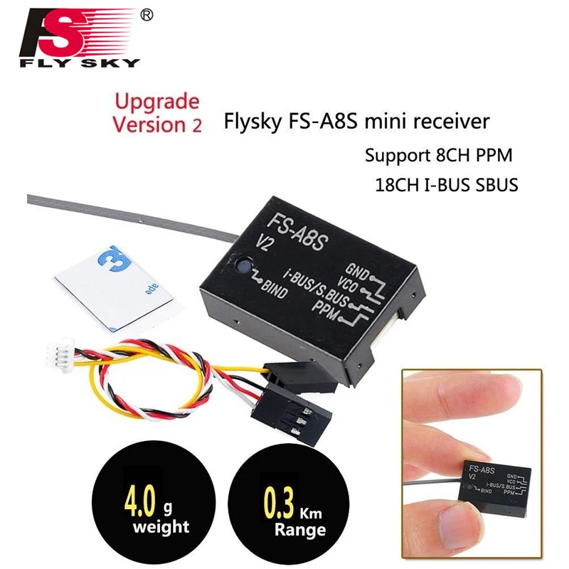 FlySky A8S мини приемник 8CH PPM i BUS SBUS выход для Flysky FS i4 i6 i6S i6X TM10 TM8 передатчик контроллер