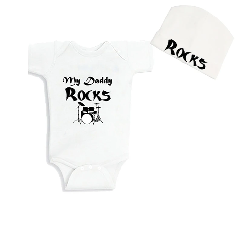Culbutomind/ боди с короткими рукавами для малышей, футболка с надписью «My Daddy Rock» и «Rock Beanie», Детские вечерние футболки для мальчиков и девочек