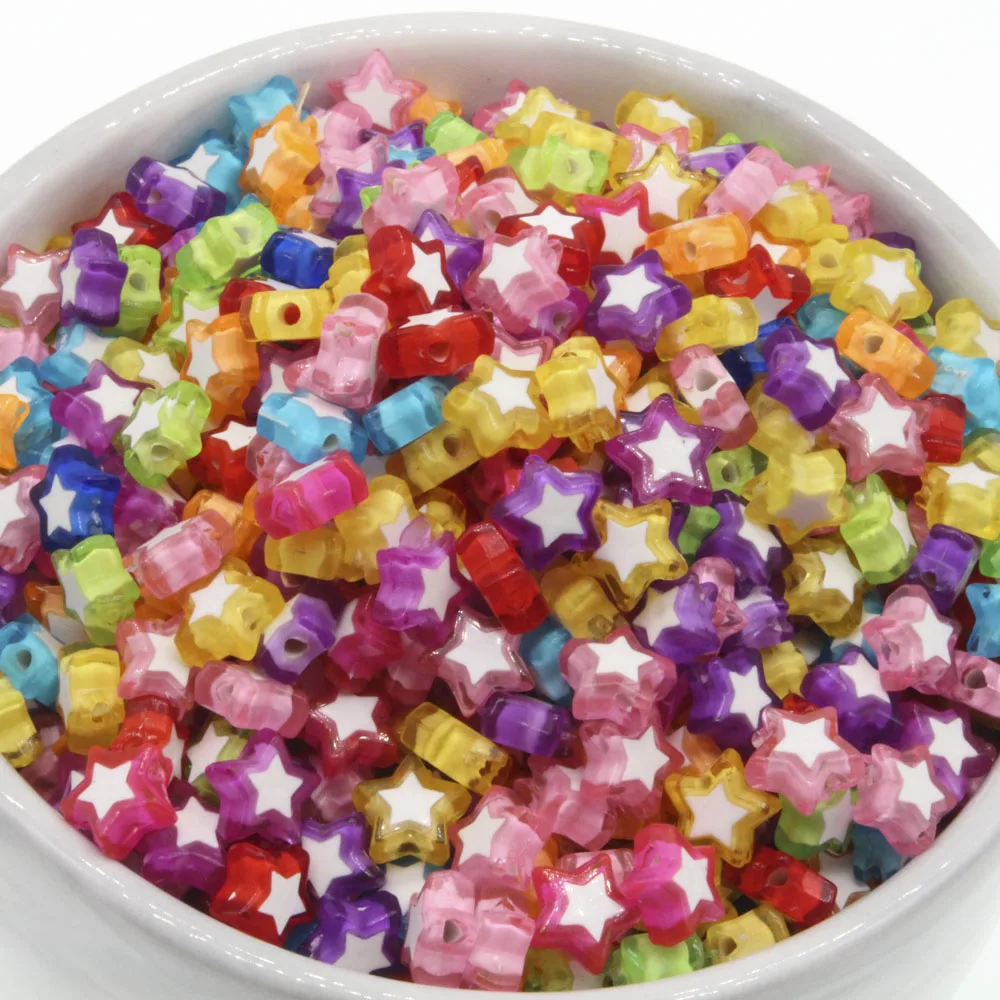 

200Pcs Acrylic Heart/Pentagram/Flower shape/butterfly/Plum blossom Beads Fit Women Bracelet & Bangle DIY Jewelry Perlas