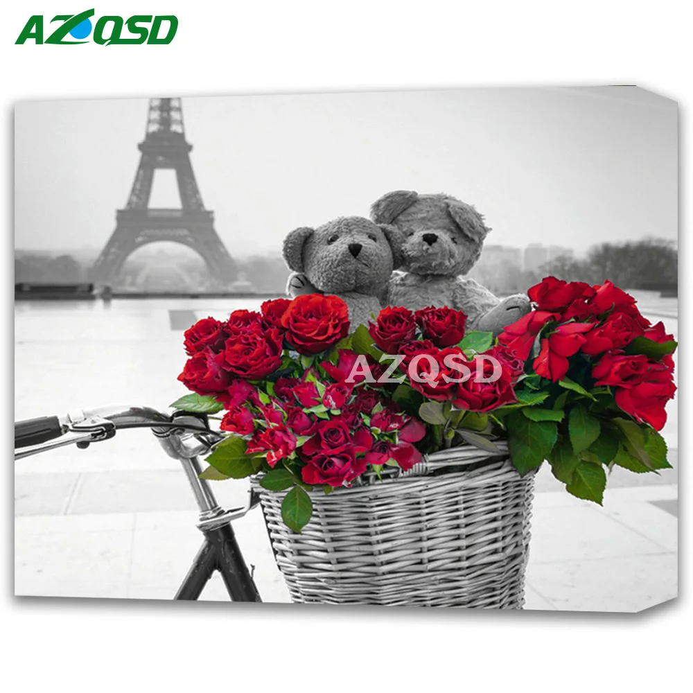 AZQSD 5D Diamond Mosaic Bead Work Full Diamond Embroidery Flowers DIY