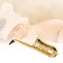 Детские Подставки для фотографий инструмент саксофон металлический золотой высокая имитация новорожденных фотосессия фон Сделай Сам игрушки расходные материалы