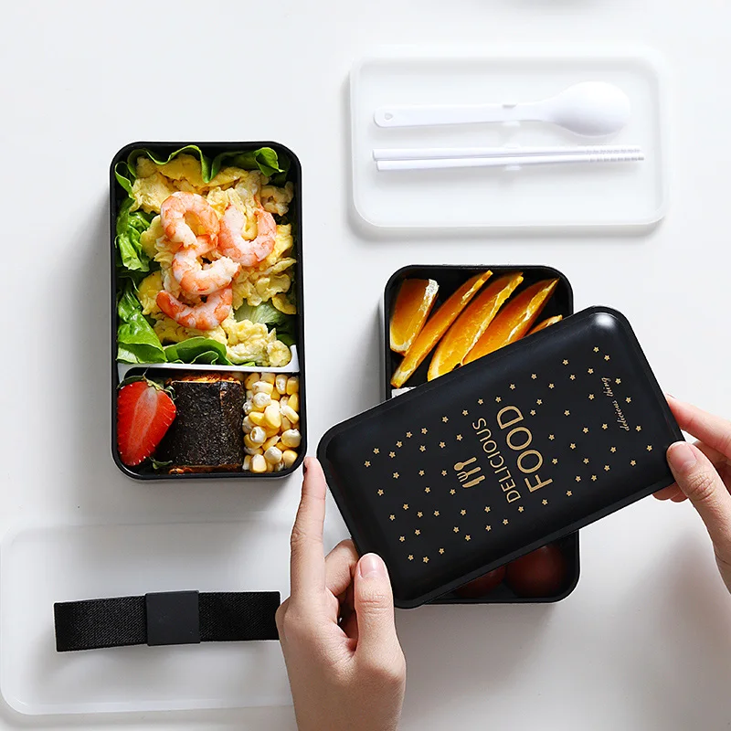 

MICCK 1200ML Microwavable Lunch Box Double-layered Bento Box With Tableware Leakproof Food Container Lunchbox For School Office