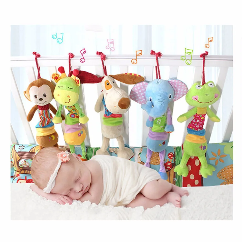 Cute Baby Hanging Toy Musical Newborn Kids Lovely Animal Pulling Plush
