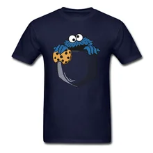 Camiseta de bolso engraçado do monstro do biscoito t camisa masculina camiseta azul marinho topos nerd comics camiseta festa tees américa criança dos desenhos animados roupas