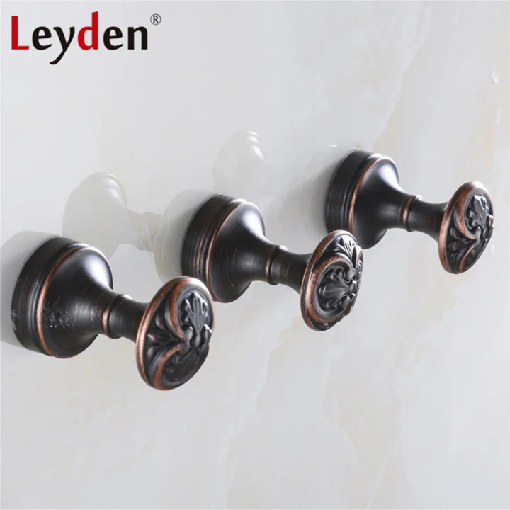 Leyden Black ORB Vintage Robe Hooks Round Hanging Hook Wall Mounted