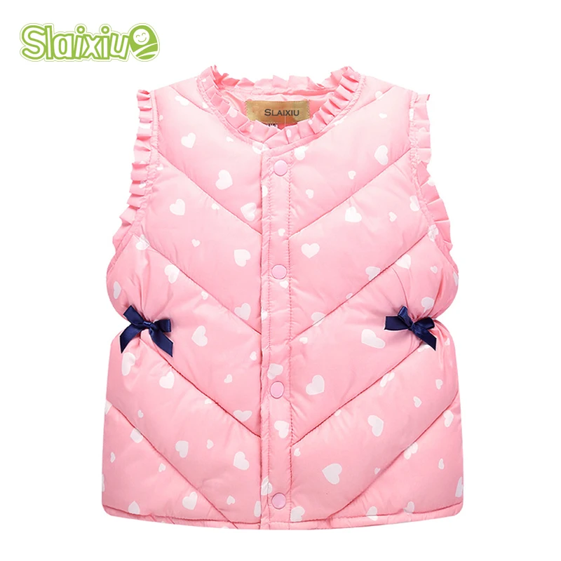 Winter Children Girls Vests Sleeveless Outerwear Jackets Cotton Warm