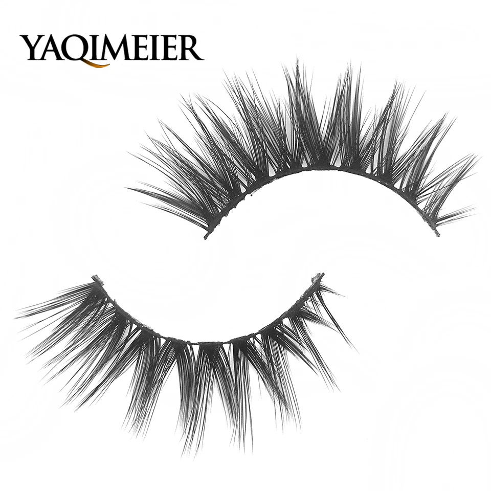 

YAQIMEIER Mink Eyelashes One Pair Hand Made Soft Volume Natural Eyelashes Reusable Eyelash Extension Makeup