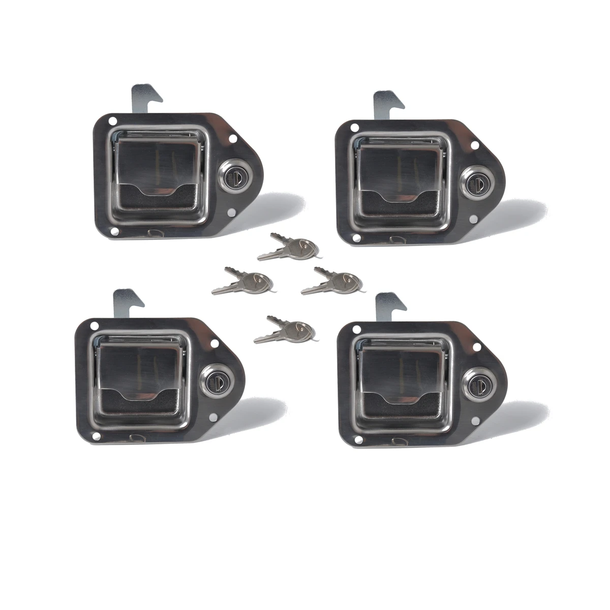 

4 X Stainless Steel Paddle Latch 110MMx83MM w/ Keys for Tool Box Lock Trailer Caravan Truck