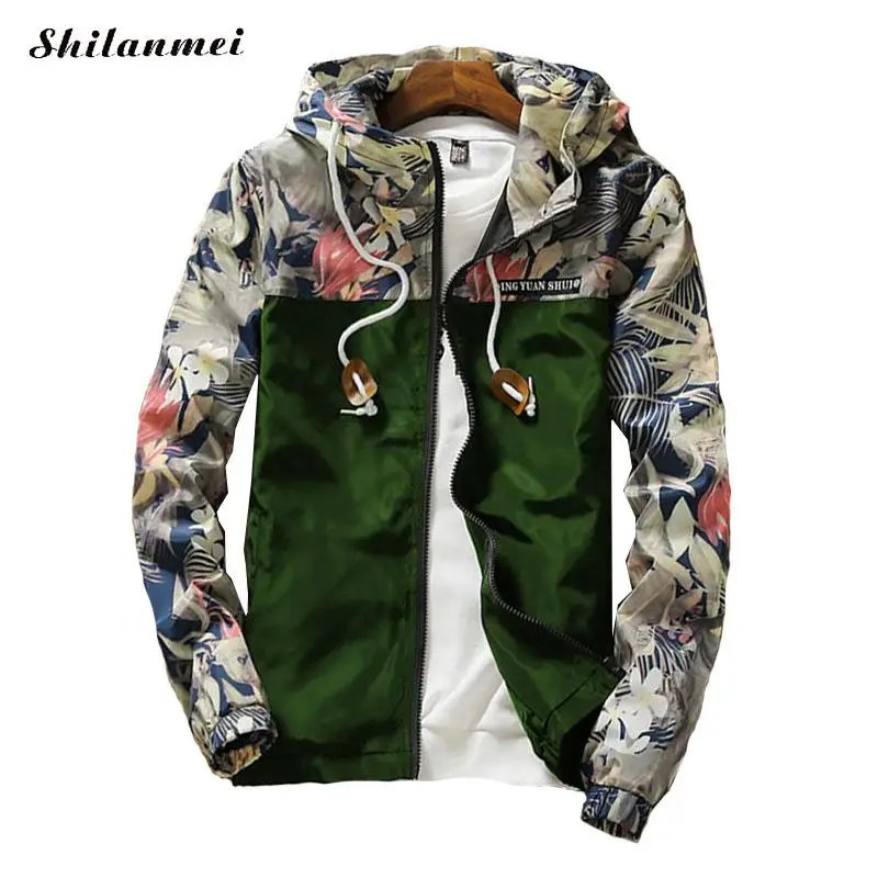 

Floral Printed Men's Jacket Hip Hop Slim Fit Flowers Male Bomber Jacket 2018 Fashion Spring Autumn Plus Size Men's Hooded Coat