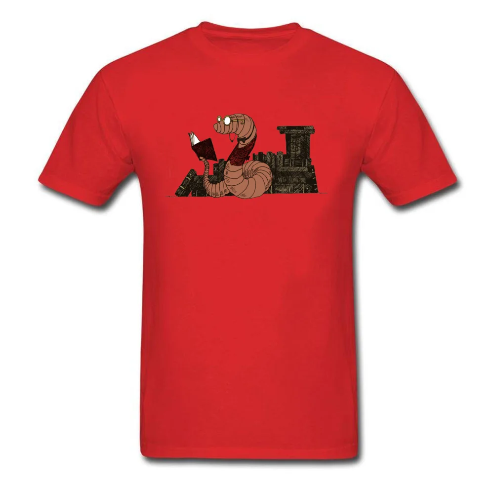 Company Men's Top T-shirts O-Neck Short Sleeve Cotton Bookworm Tops Tees Custom Tops Shirts Drop Shipping Bookworm red