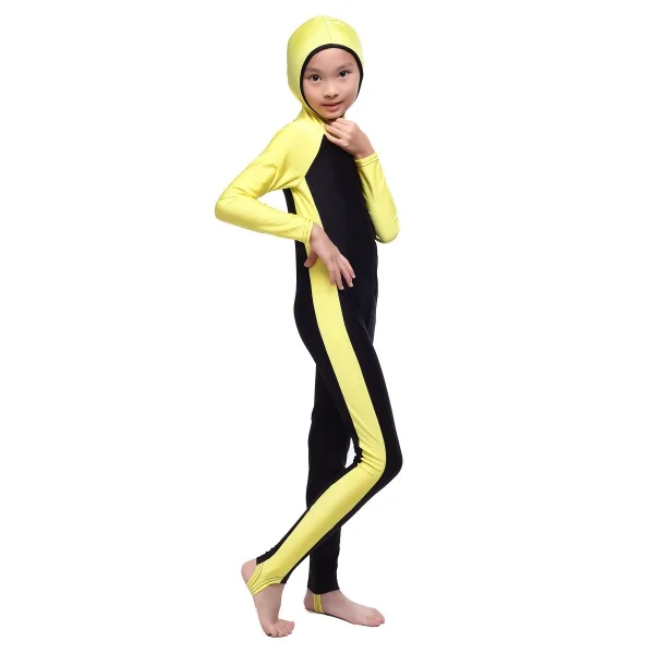 

N One-piece Hooded Kid Girls Islamic Muslim Full Cover Swimsuit Beachwear Costumes New