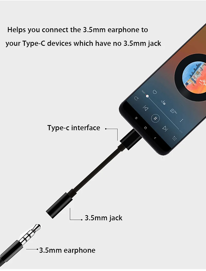 Aux аудио кабель Usb Type C к разъему 3 5 мм адаптер для наушников конвертер Xiaomi Mi6 Mi8 Mi9 SE