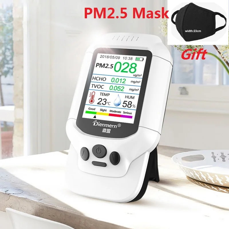 

Air Quality Detector Meter Monitor with Color LCD Multifunctional Operating System for Indoor Formaldehyde HCHO PM2.5 PM10