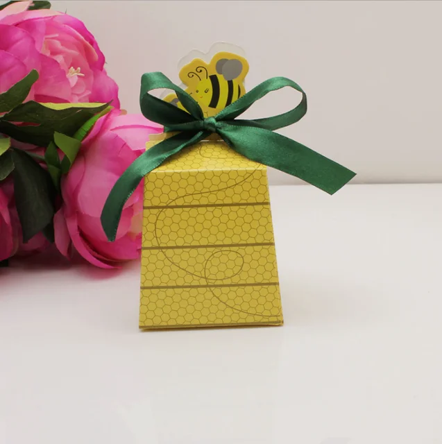 100 Pcs Creative Yellow Bee Style Baby Shower Birthday Party Candy 100 Pcs Creative Yellow Bee Style Baby Shower Birthday Party Candy Box Wedding Favors Gift
